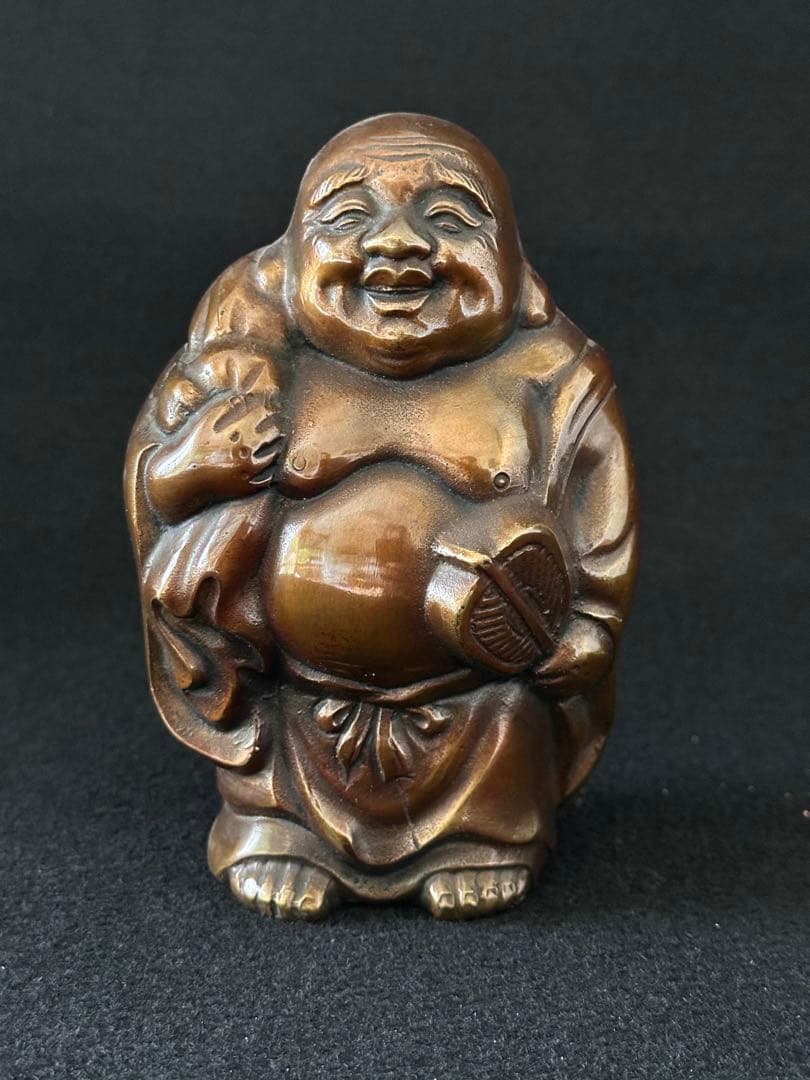 布袋様置物　銅製　高さ約14.5cm 七福神　骨董　古美術