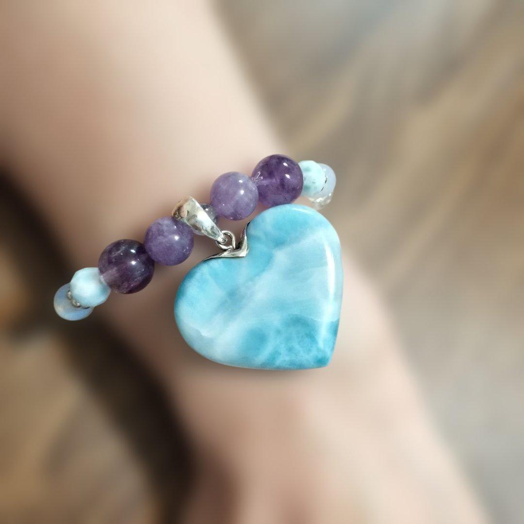 ラリマー　ハート型　ブレスレット