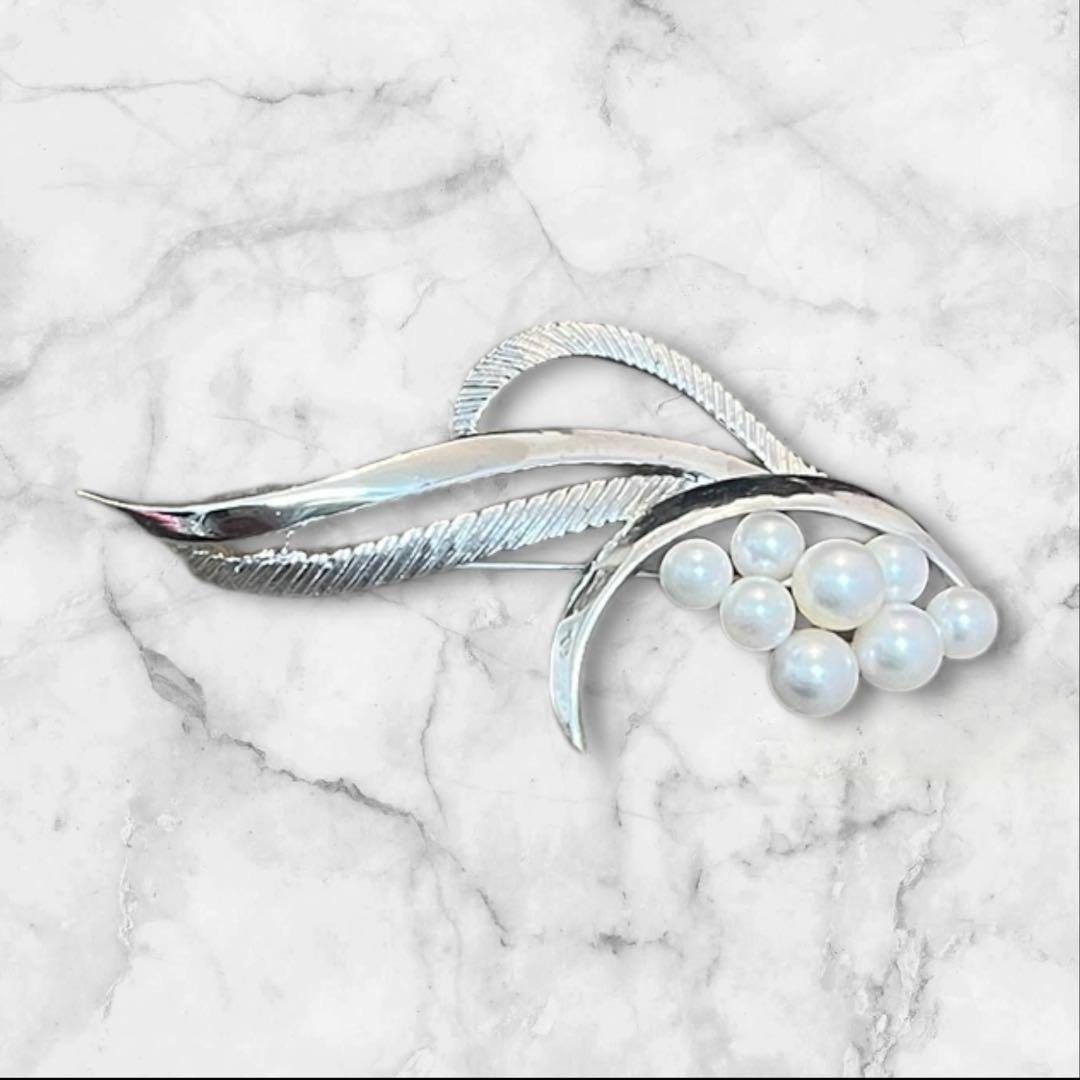 【美品】MIKIMOTO パール ブローチ あこや真珠 8珠 刻印あり