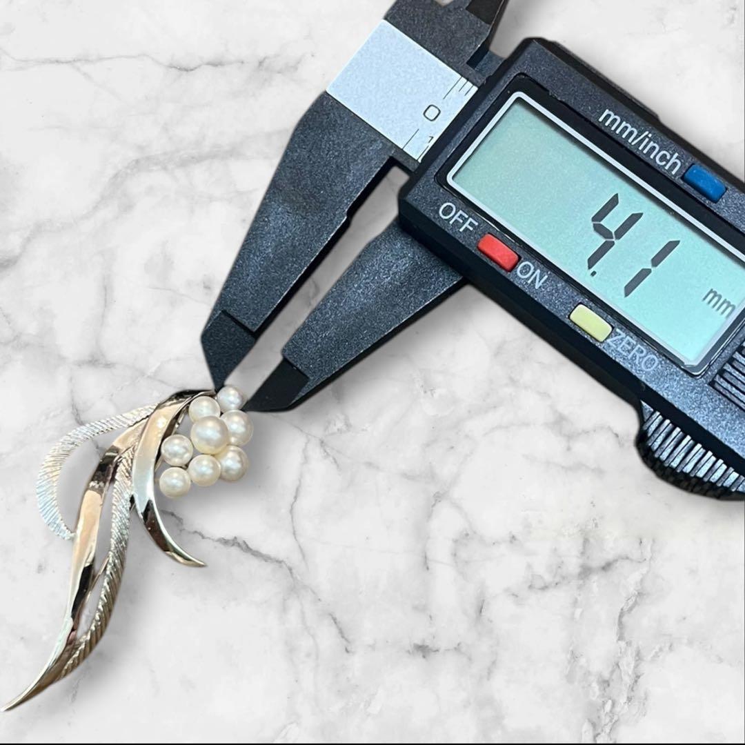 【美品】MIKIMOTO パール ブローチ あこや真珠 8珠 刻印あり