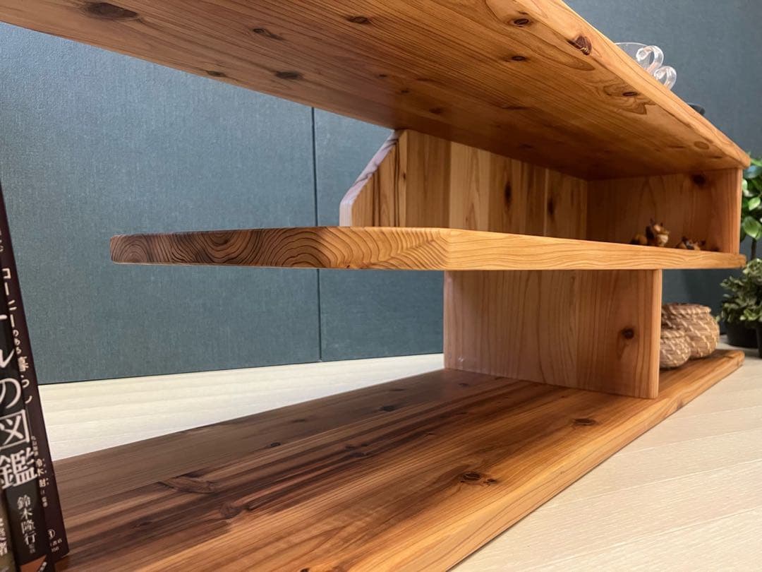 【送料無料】 テレビボード 棚板付き 縦格子型 シェルフ 小物置き 杉 120