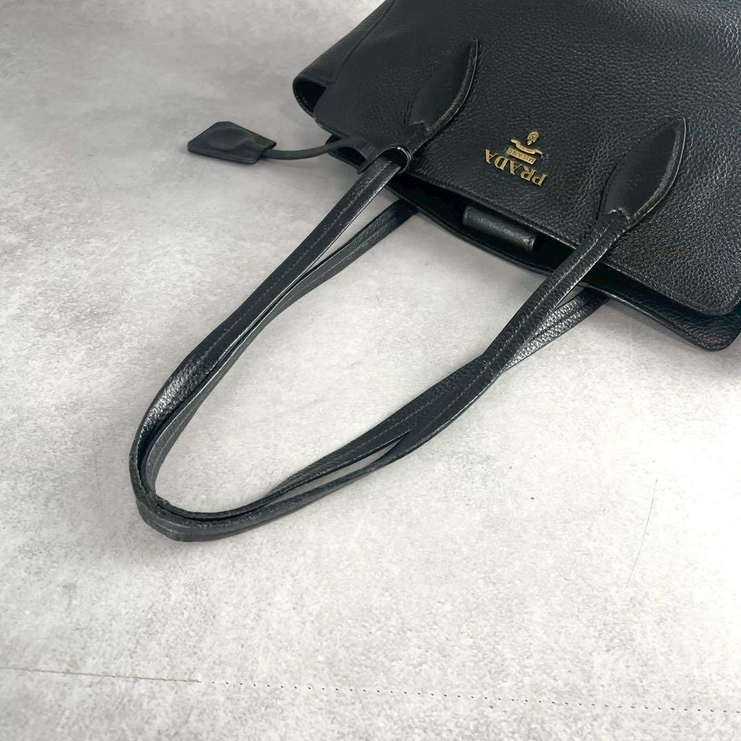 【お買い得】プラダ トートバッグ ハンドバッグ レザー ブラック