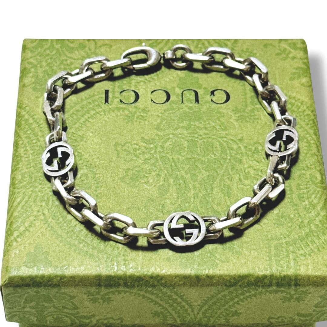 【美品】グッチ インターロッキング ブレスレット19号 SV925