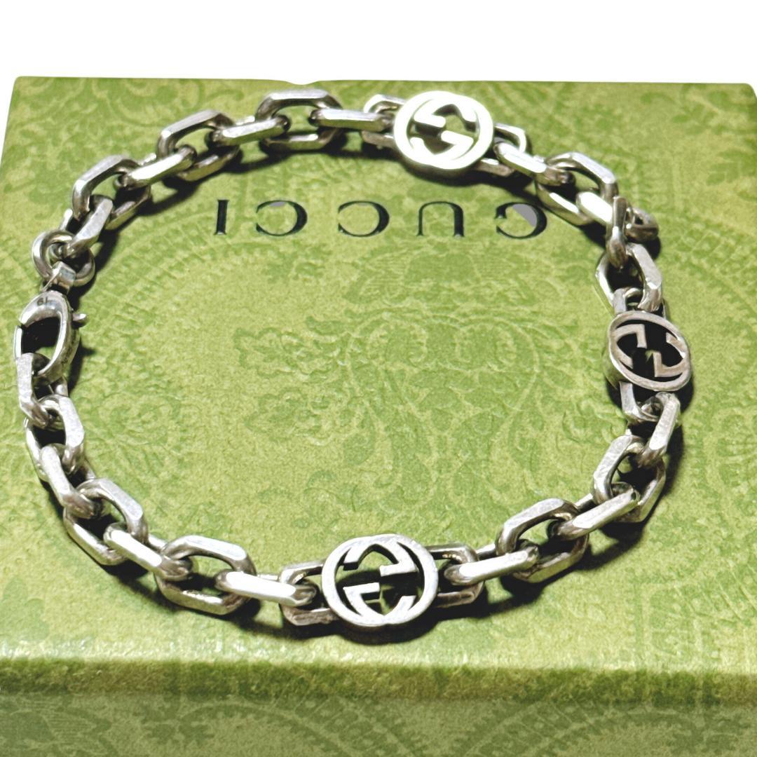【美品】グッチ インターロッキング ブレスレット19号 SV925