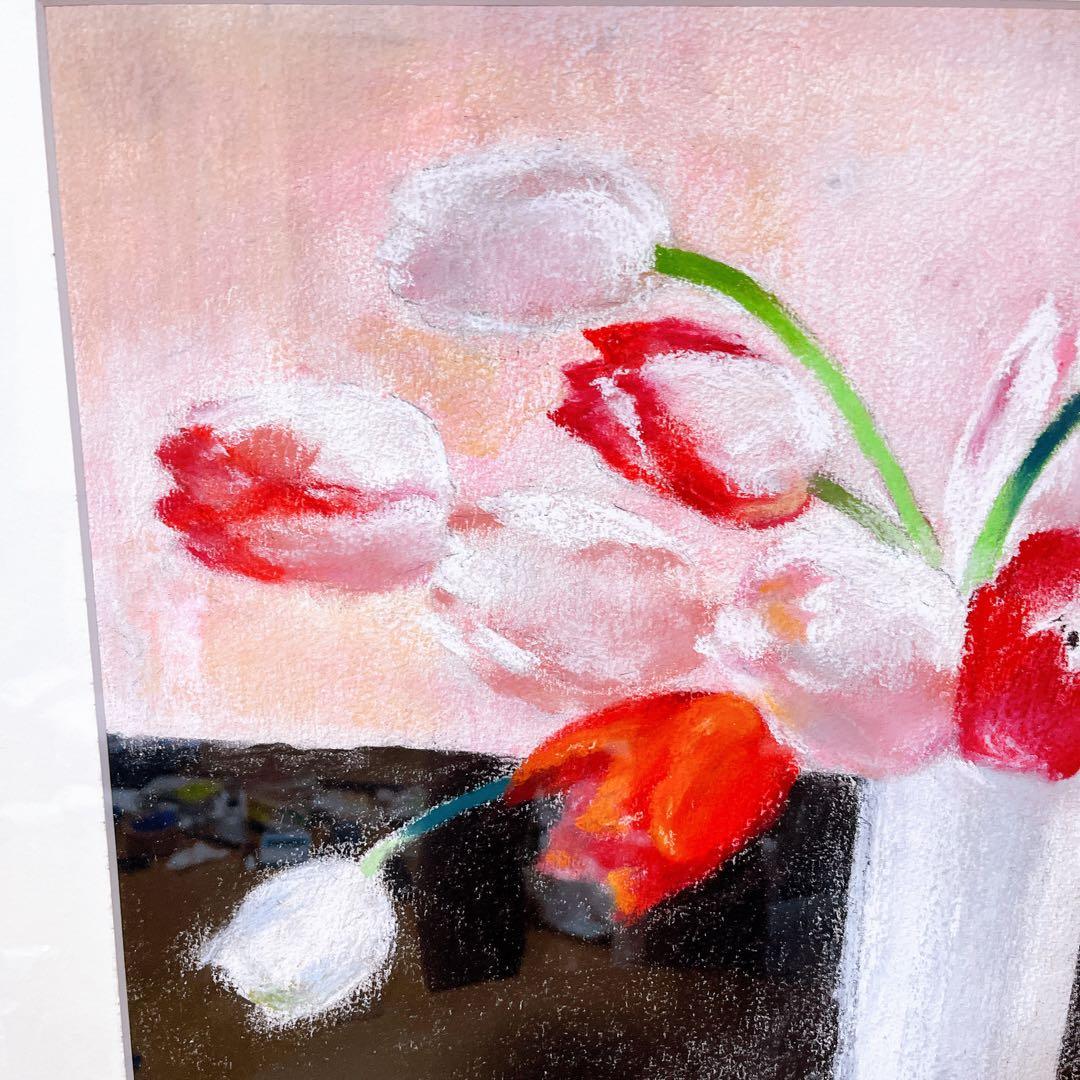 【真作】 斎藤光子　パステル画　額装　箱あり