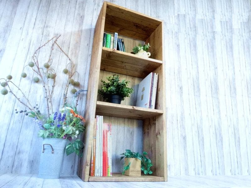 ハンドメイド特大3段トールラック (チーク色)