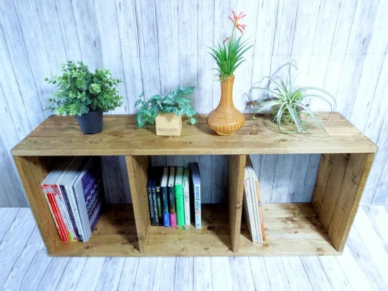 ハンドメイド特大3段トールラック (チーク色)