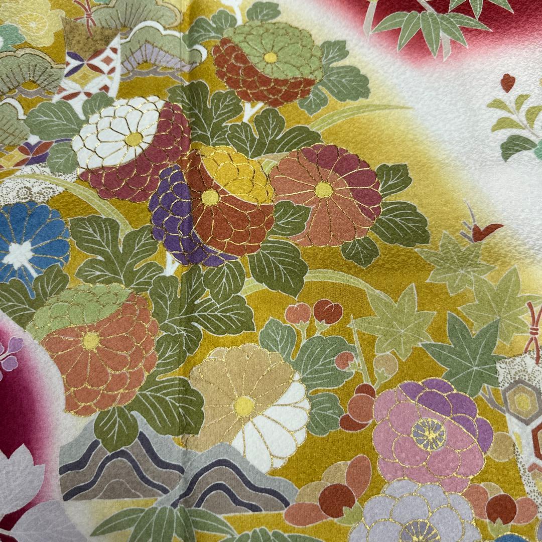 白地 染め分け 古典柄 京友禅 金駒刺繍 振袖