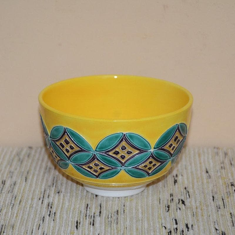 茶道具　黄交趾七宝紋茶碗　京焼　伊藤圭一　南山　美品　中古品　送料込み