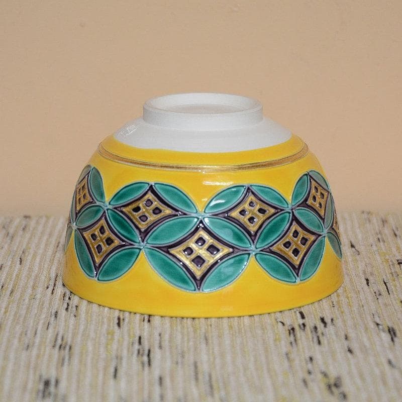 茶道具　黄交趾七宝紋茶碗　京焼　伊藤圭一　南山　美品　中古品　送料込み