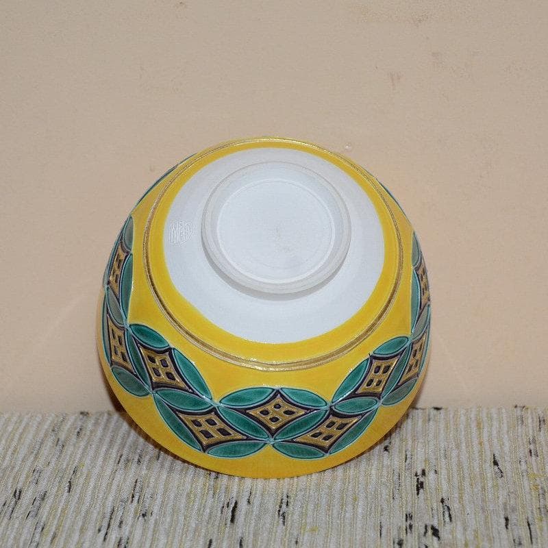 茶道具　黄交趾七宝紋茶碗　京焼　伊藤圭一　南山　美品　中古品　送料込み