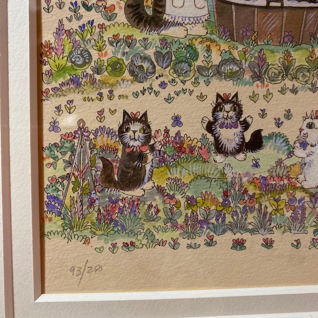 ダイアンエルソン リトグラフ 版画 93/250 猫のアート 限定品