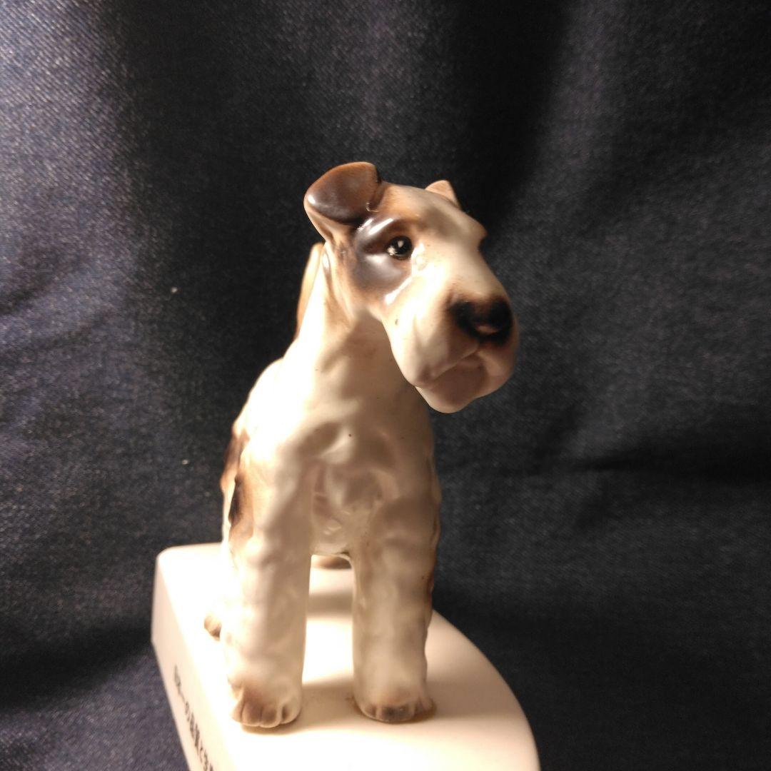 昭和レトロ　リード　 陶器製犬の置物ノベルティ　シユナウザー　当時物