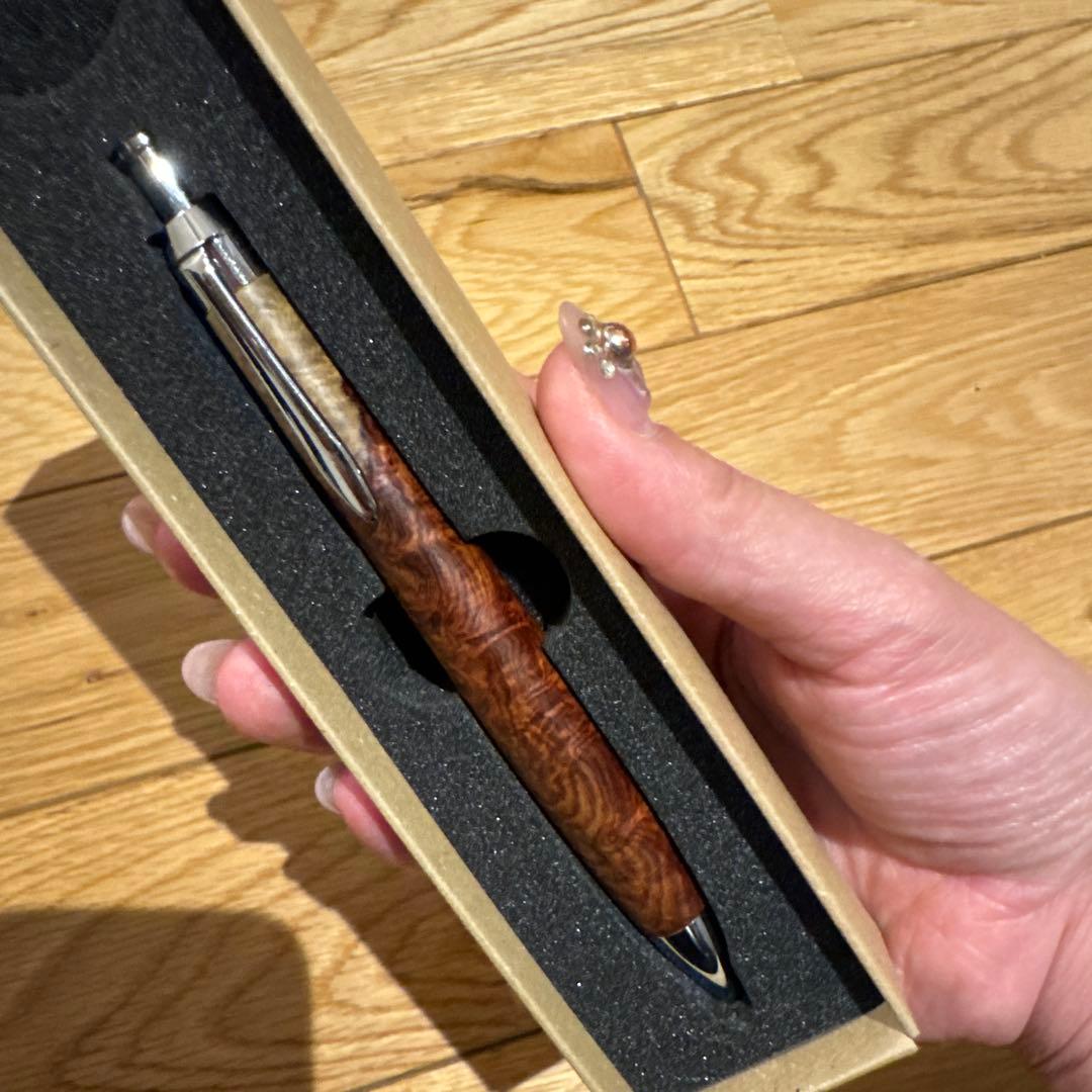 【美品】富士瘤クラフト　花梨紅白　シャープペンシル