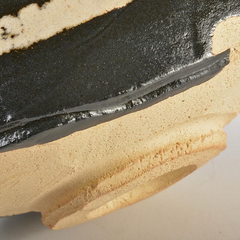 北大路魯山人作　織部焼　於里辺　茶碗　共布共箱　M　R7472