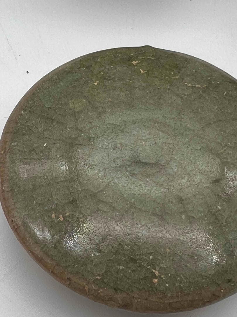 宋から元時代 青磁 龍泉窯刻花文壺　蓋付き　一対　茶入　茶道具(A-83)