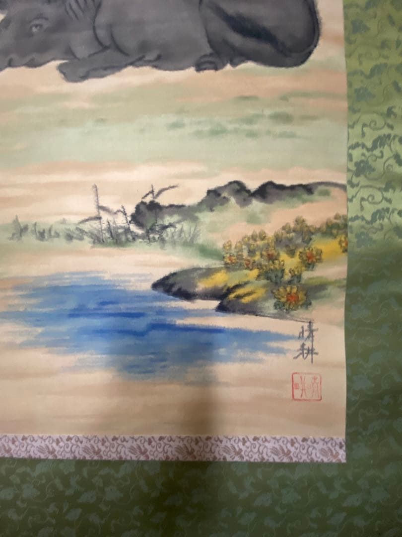 掛け軸　牛