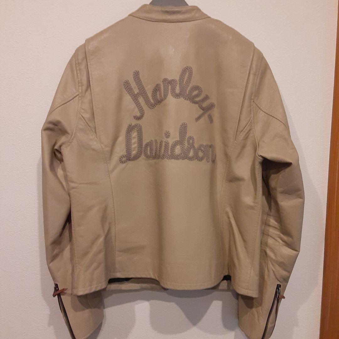 ハーレーダビッドソン ベージュ ライダース ジャケット レザー 男女兼用