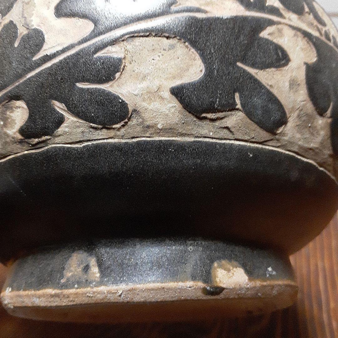 訳有り中国磁州窯陽刻花瓶