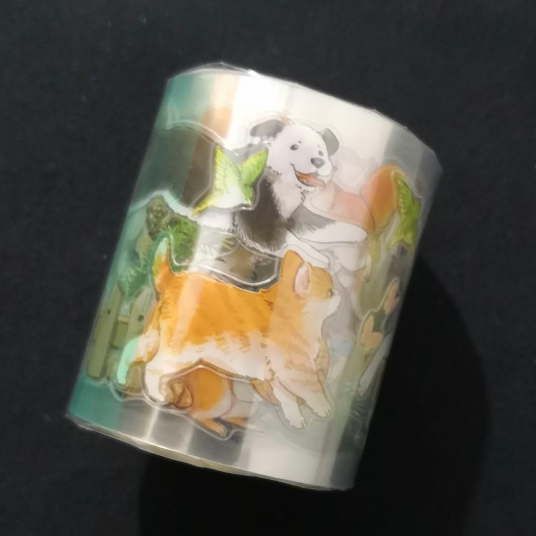 【8762】海外　マステ　5m巻売り　PETカッティング動物　犬　猫　ハリネズミ