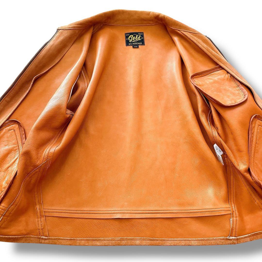 美品 Gold 東洋エンタープライズ ディアスキン スエード レザージャケット