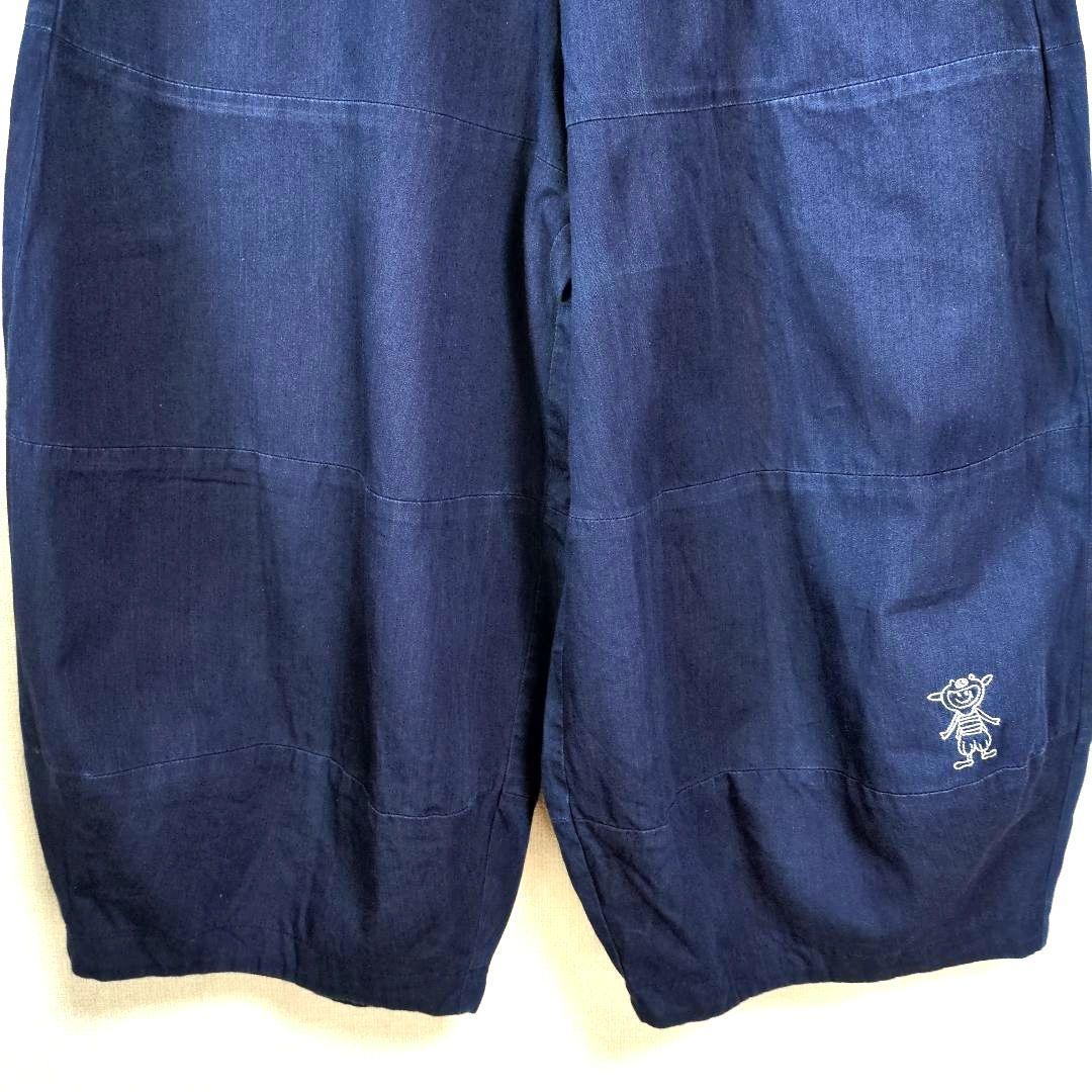 アルベロベロ♥️ぶたさん刺繍ネイビー サルエルパンツ インディゴ染め