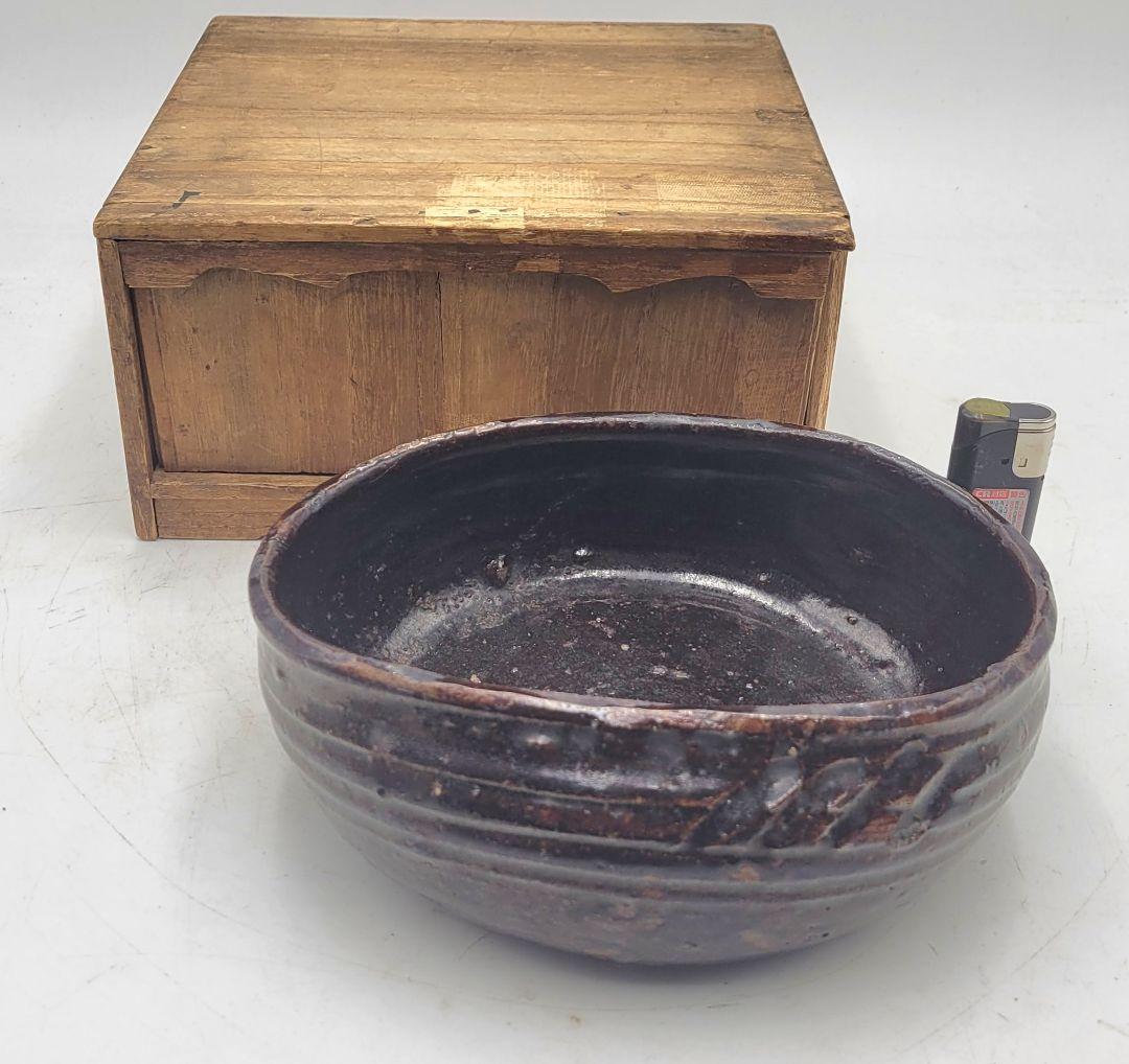 丹波焼　菓子器　時代物　合わせ箱　茶道具　骨董品、美術品