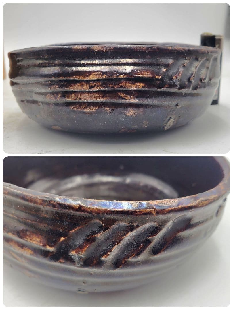 丹波焼　菓子器　時代物　合わせ箱　茶道具　骨董品、美術品