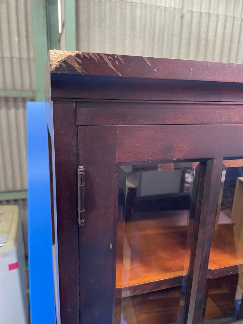 北海道民芸家具　ガラス扉キャビネット　食器棚