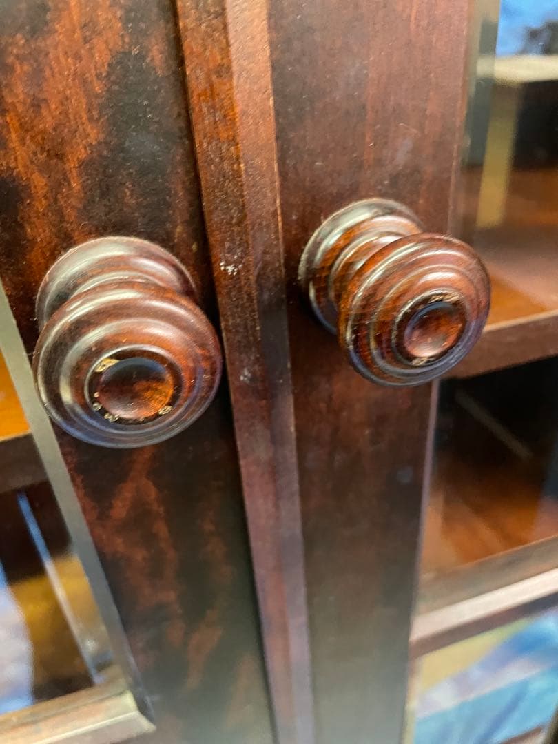 北海道民芸家具　ガラス扉キャビネット　食器棚