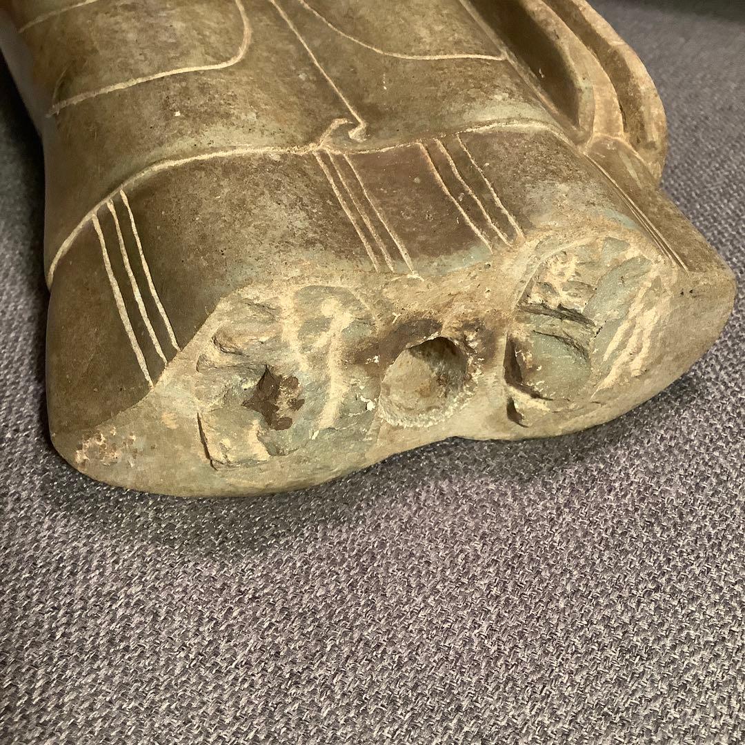 北魏・石仏「阿弥陀如来立像」南北朝時代・北斎・中国古代緑玉・隋極上青石細工彫刻