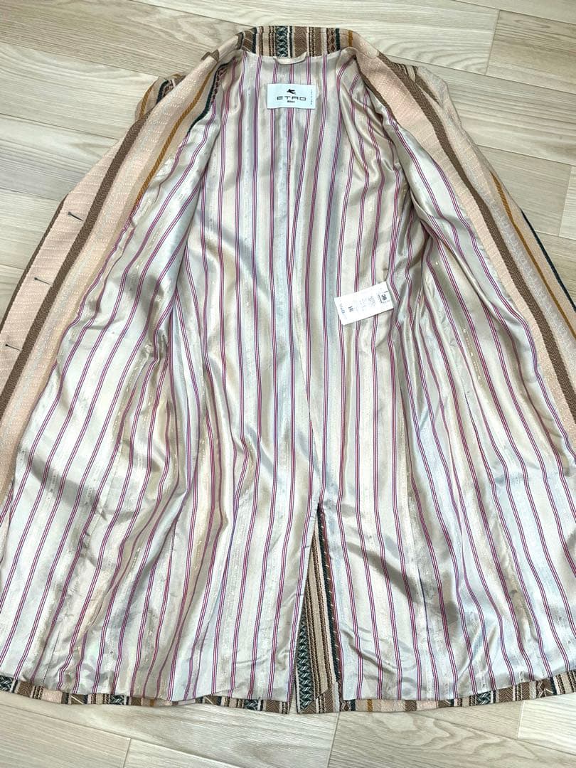 【希少・美品】MサイズETRO エトロ ストライプ チェスターコート