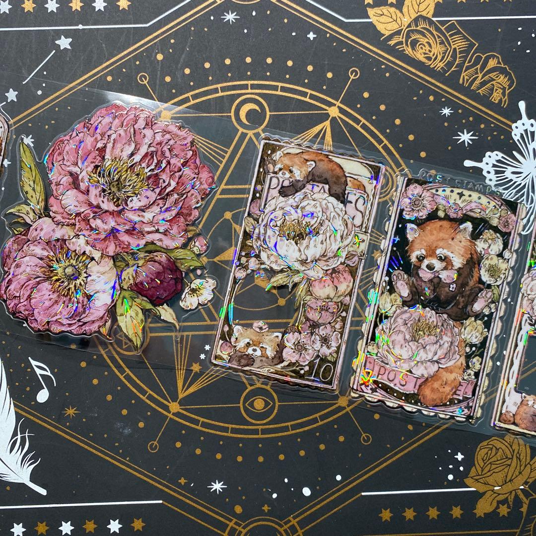 【9226】海外　貝殻光カッティング　マスキングテープ　アライグマ　お花　動物系