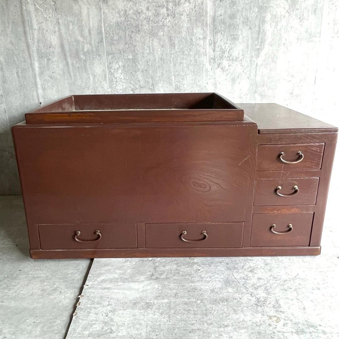 昭和レトロ 長火鉢 5杯 引き出し 古道具 アンティーク 灰など付属おまけ