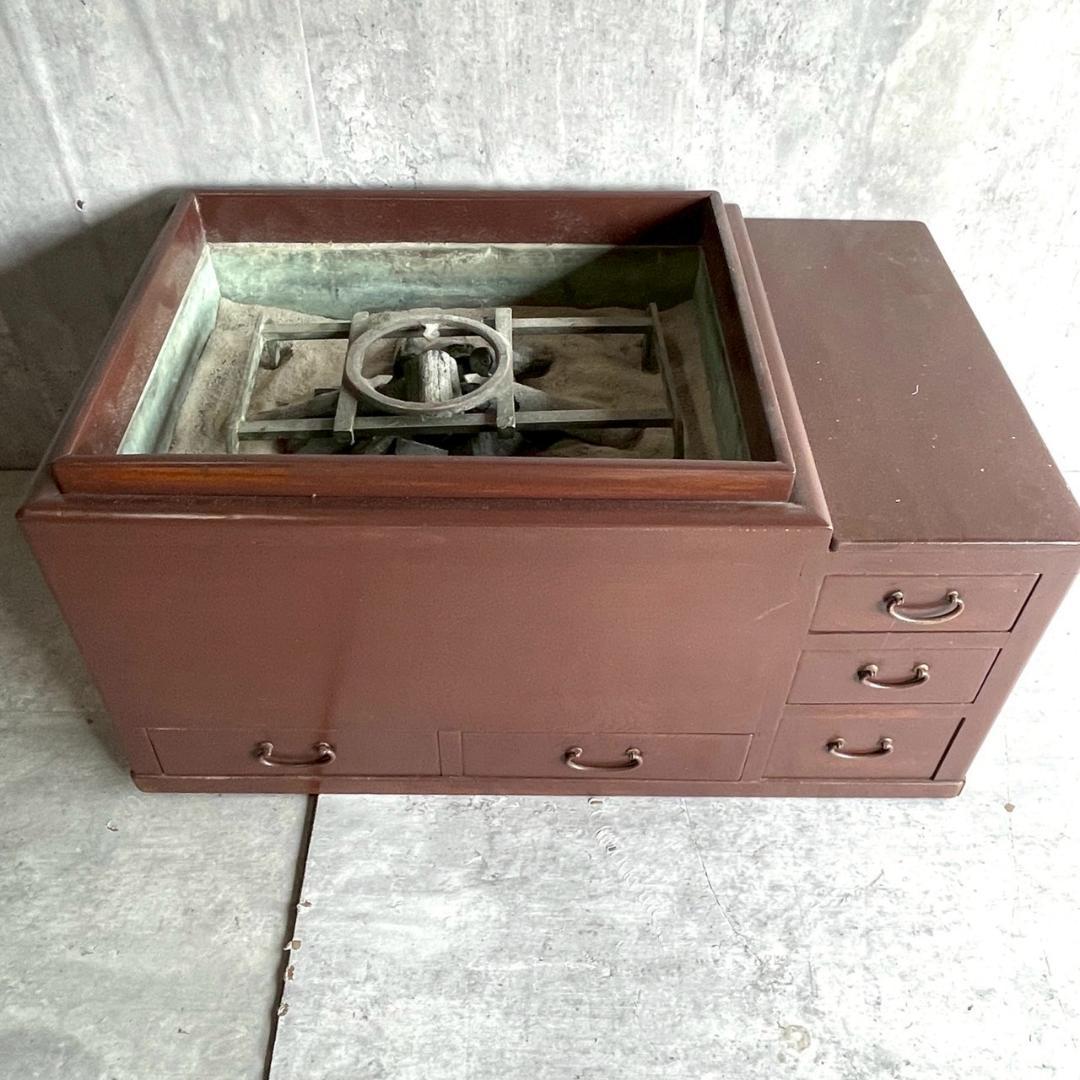 昭和レトロ 長火鉢 5杯 引き出し 古道具 アンティーク 灰など付属おまけ