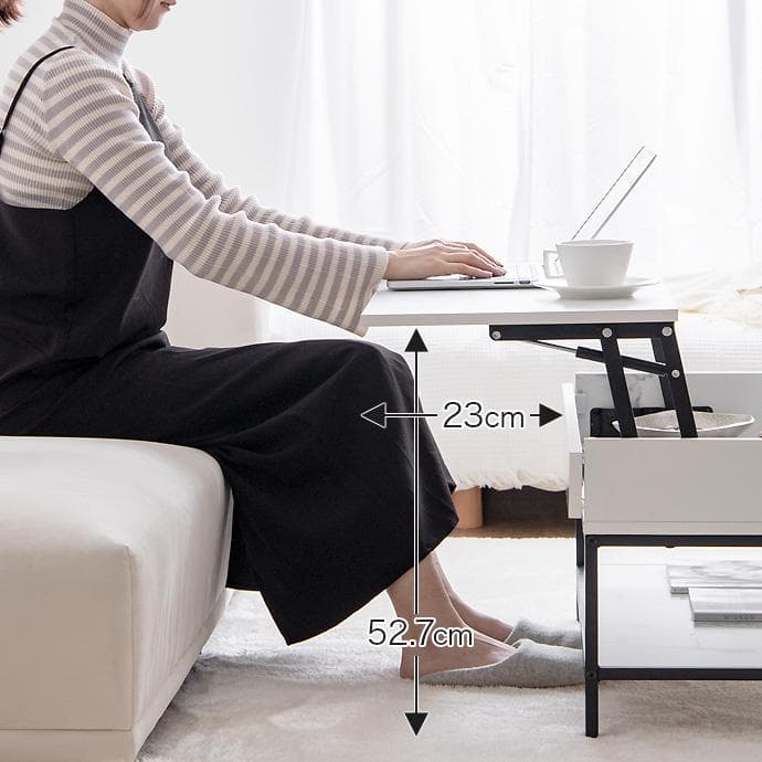 【幅80cm】昇降式テーブル 小さめ 昇降テーブル コンパクト【ストーングレー】