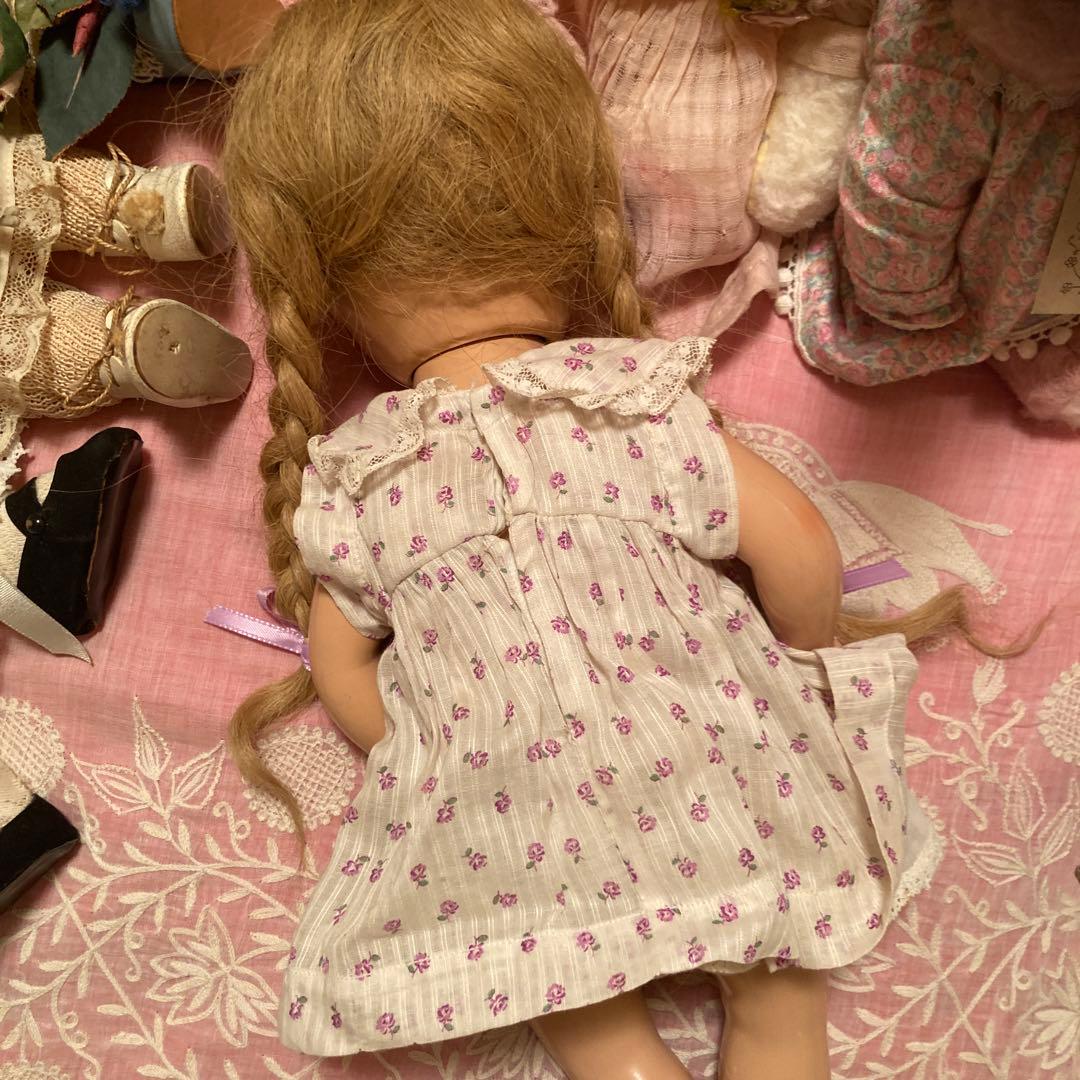 アンティークドール ブロンド 花柄ドレス