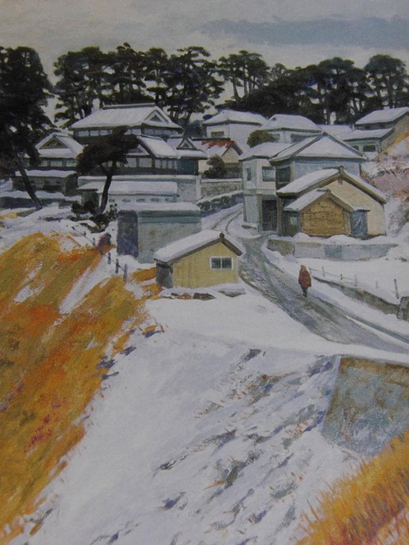 塗師祥一郎、【海辺の村】、希少な額装用画集より、新品額装付、状態良好