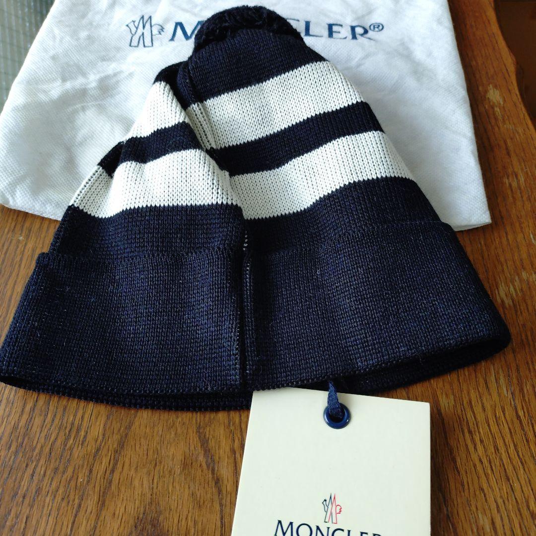 モンクレール MONCLER ニット帽・ワッチ　ブラック ボーダー ポンポン付