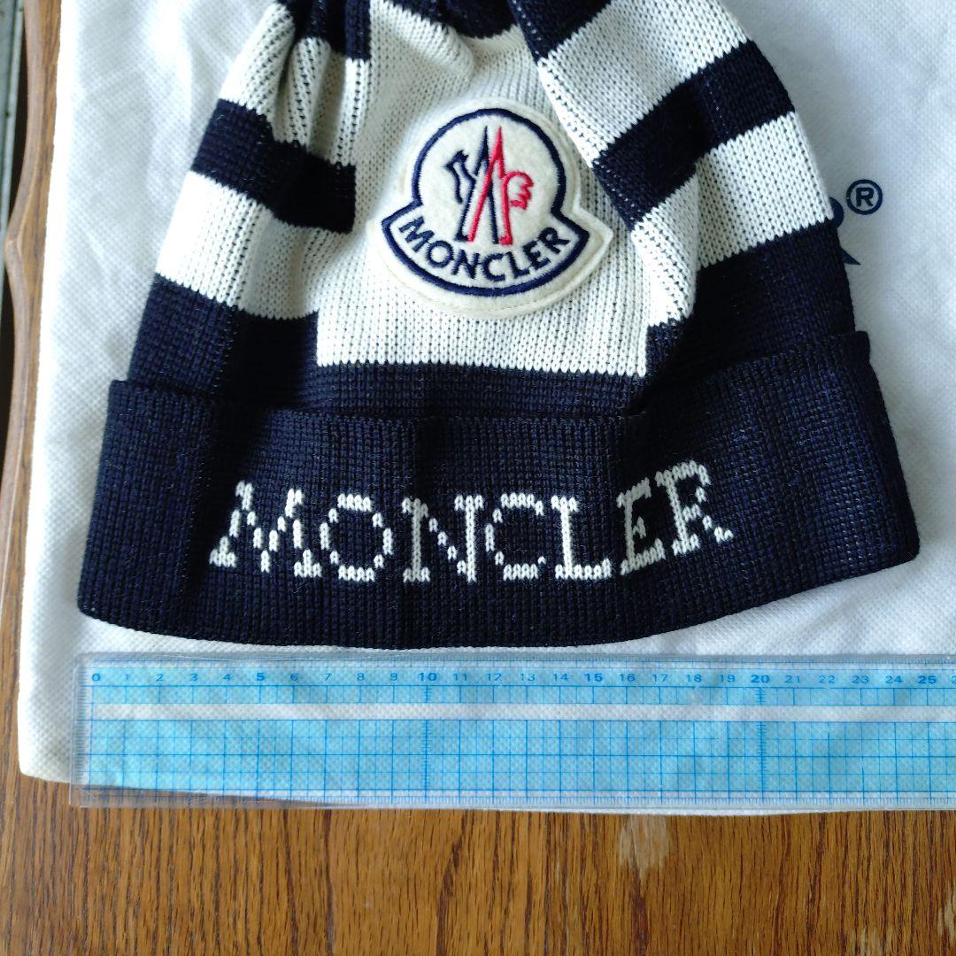 モンクレール MONCLER ニット帽・ワッチ　ブラック ボーダー ポンポン付