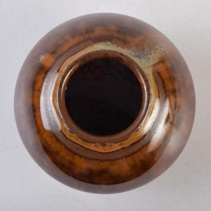 茶道具　高取焼　十三代高取八仙作　擂座(るいざ)茶入　仕覆付　共箱　V　8742