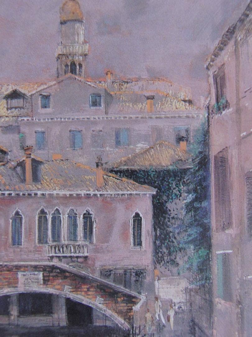 飯田史朗、【眞夏のヴェネツィア】、希少な額装用画集より、新品額装付