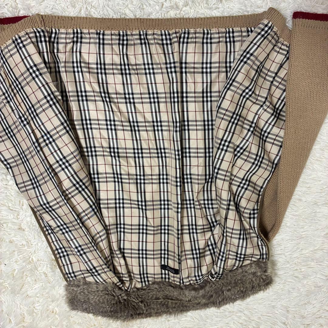 バーバリーブラックレーベル　ラビットファー　ノバチェック　ジャケット　3 L