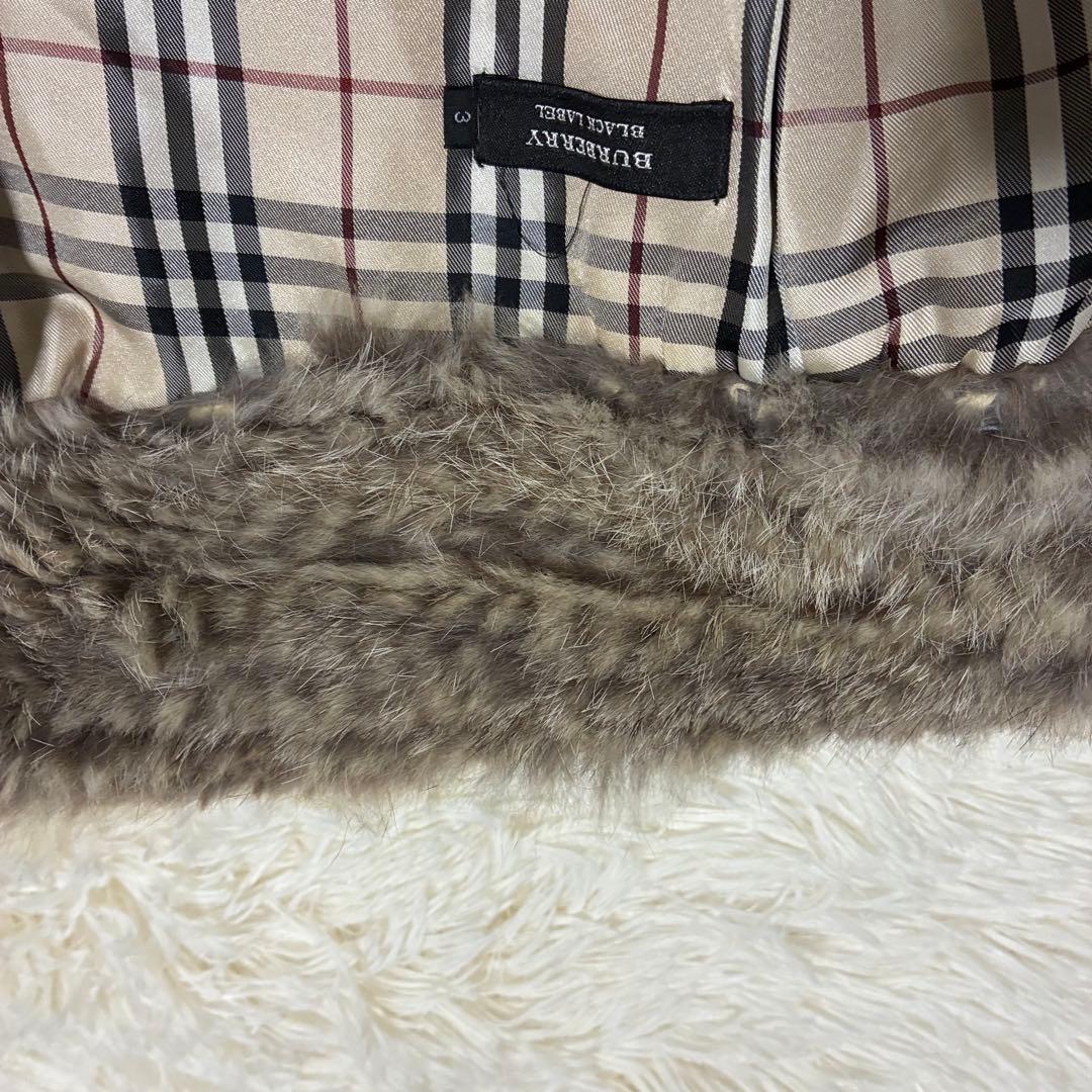 バーバリーブラックレーベル　ラビットファー　ノバチェック　ジャケット　3 L