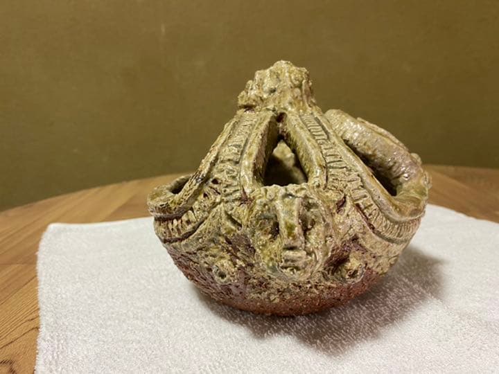 【目立つ傷、汚れなし】小金丸幾久 ：縄文風（花器）