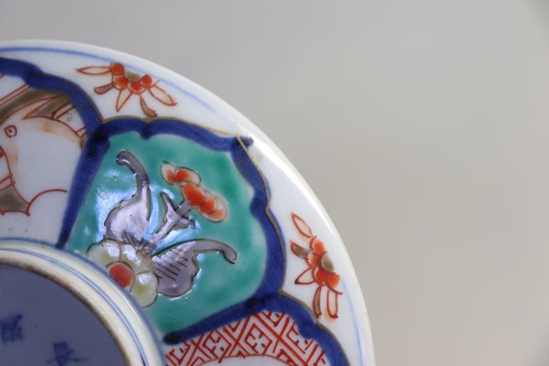 江戸　古伊万里　色絵蓋茶碗ペア　送料込み1107