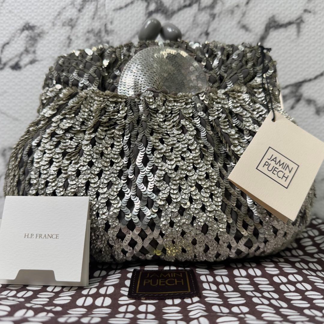 【未使用タグ付き】ジャマンピュエッシュ　パーティバッグ　スパンコール刺繍　がま口