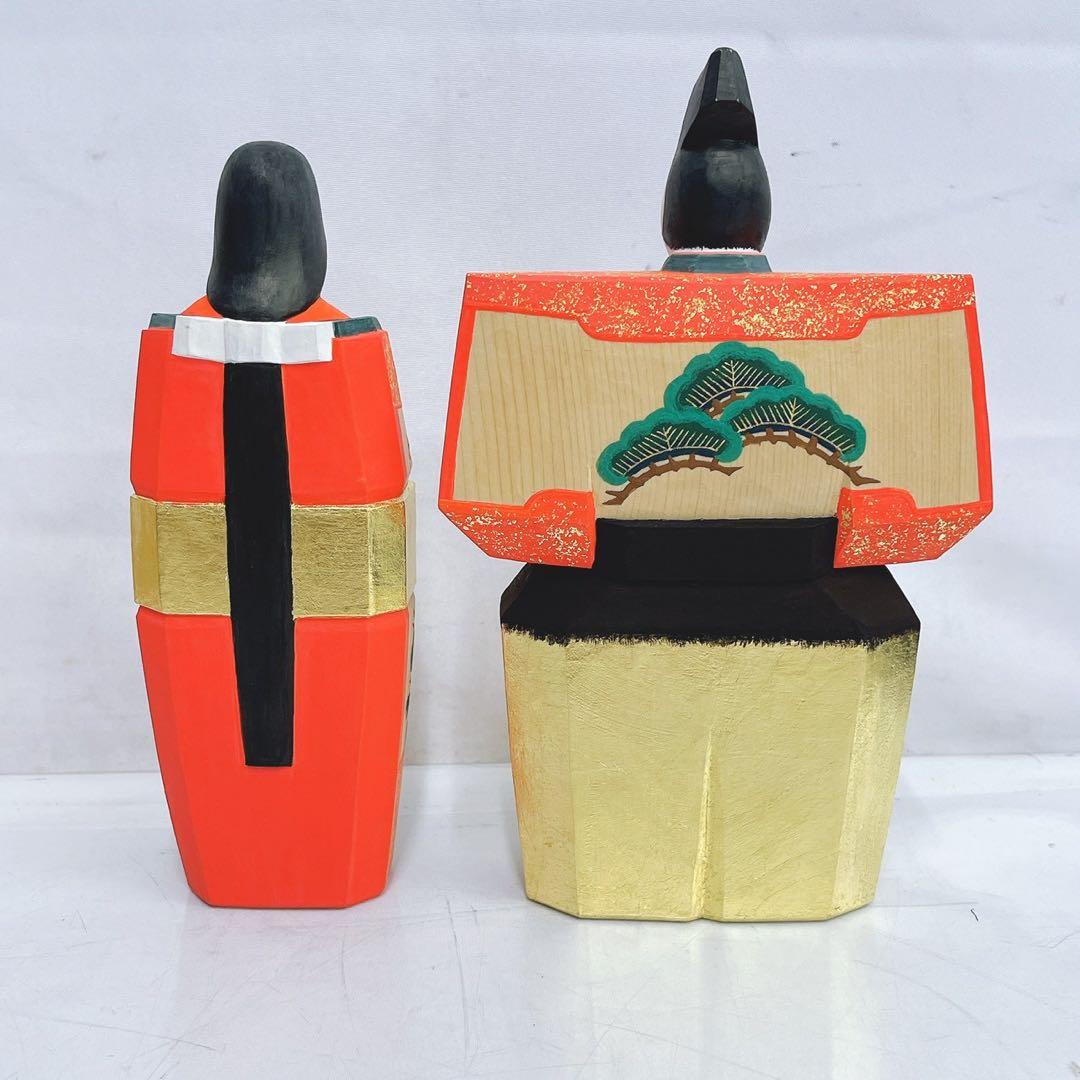 12SAM17 奈良一刀彫立雛 奥田龍王作 奈良一刀彫 和 飾り 木彫り