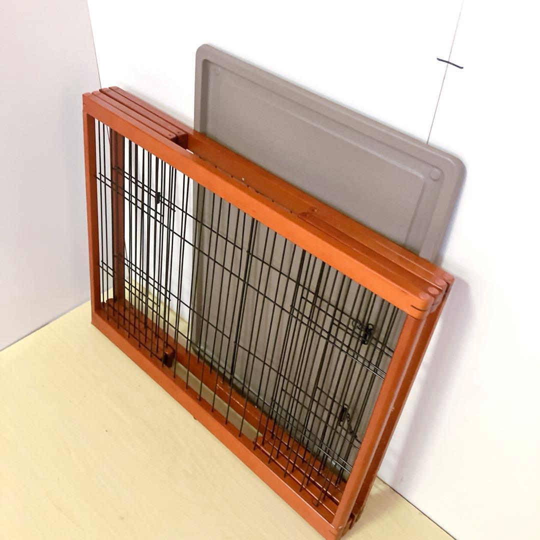 折りたたみ　木製ペットゲージ　ペットサークル木製枠　95×64cm 小、中犬用