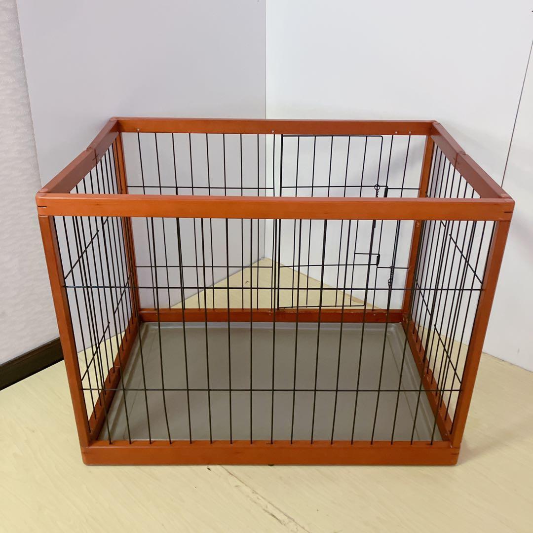 折りたたみ　木製ペットゲージ　ペットサークル木製枠　95×64cm 小、中犬用